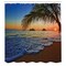 Ambesonne Hawaiian Shower Curtain, Pacific Sunrise at Lanikai Beach Colorful Sky Wavy Ocean Surface Scene Summer Lover, Cloth Fabric for Bathroom Home Decor Set with Hooks, 69" W x 70" L, Blue Brown